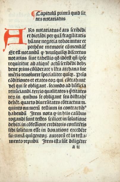 null ARS NOTARIATUS. - (A)Rs notariatus. S.l.n.d. [Paris?, vers 1485-1490?]. In-4,...