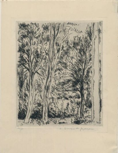 André DUNOYER DE SEGONZAC (1884-1974) Les Grands peupliers (Versailles); Bois de...