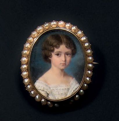 ALPHONSE BOURDIN (ACTIF ENTRE 1841 ET 1853) Portrait de jeune fille en robe de voile...
