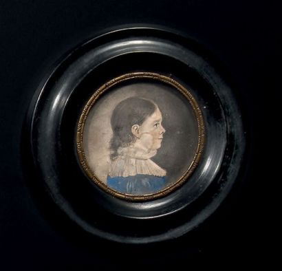 Ecole FRANCAISE vers 1800 Portrait de Mademoiselle Claire Sallant en buste vers la...