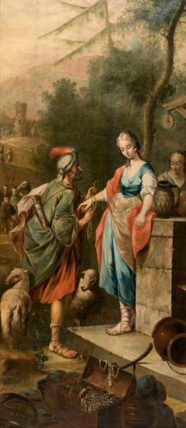 ÉCOLE ALLEMANDE VERS 1700 Eliezer et Rebecca au puits; La rencontre d'Isaac et Rebecca...