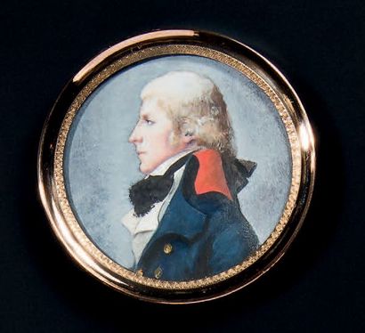 École FRANÇAISE vers 1790 Portrait d'un officier supérieur en buste de profil vers...