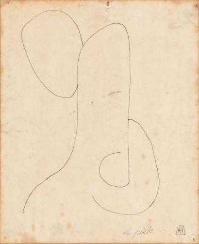 HIRSCH Albert LE POÈTE. [RENÉ CHAR]. DESSIN ORIGINAL SIGNÉ. 1966. 25 x 20 cm, sous...