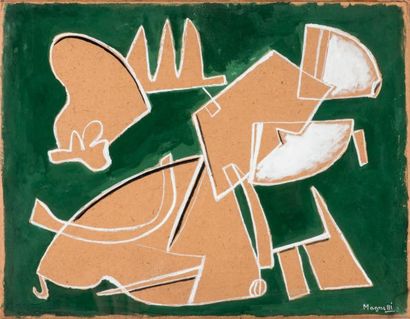 Magnelli Alberto GOUACHE ORIGINALE SUR CARTON SIGNÉE. Circa 1932. 24,5 x 32,5 cm,...