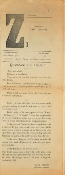 null REVUE. Z. Directeur: Paul Dermée. Paris, Au Sans Pareil, 1920. Double feuillet...