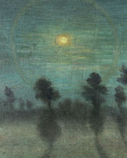Léo Gausson 1860-1944 Paysage de pleine lune, 1890 Huile sur toile Signé et daté...