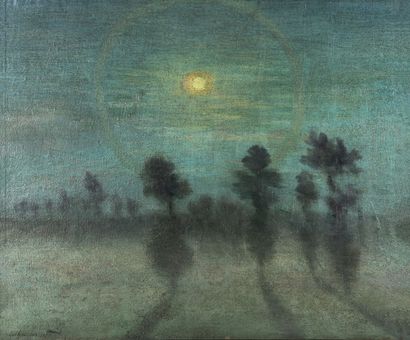 Léo Gausson 1860-1944 Paysage de pleine lune, 1890 Huile sur toile Signé et daté...