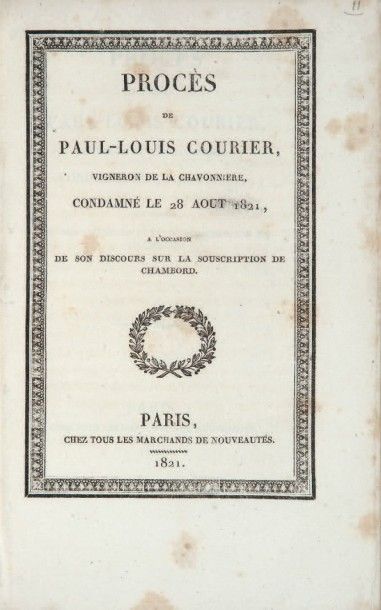 Courier (Paul-Louis) Collection de pamphlets. Ensemble 19 pièces en un volume in-8,...