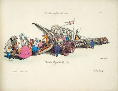 GRANDVILLE Les Métamorphoses du jour. Paris, Bulla, [1828]-1829. In-4 oblong, demi-maroquin...