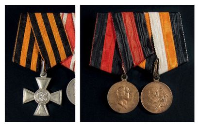 null Barrette de quatre décorations: Croix de Saint Georges (troupe); médaille «Pour...