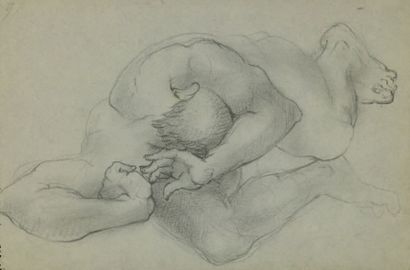 CHARLES MALFRAY (1887-1940) Deux dessins: - Homme contorsionné de face Mine de plomb...