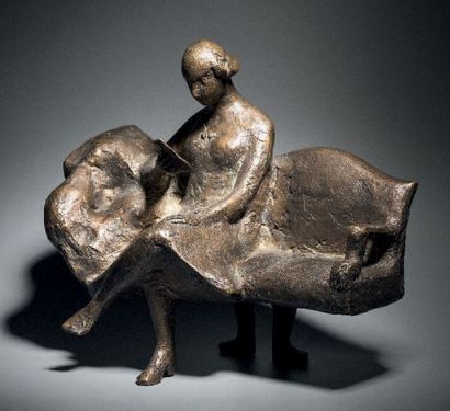FRANÇOISE SALMON, NÉE EN 1919 La Liseuse Epreuve en bronze, n°1/8 Fonte à la cire...