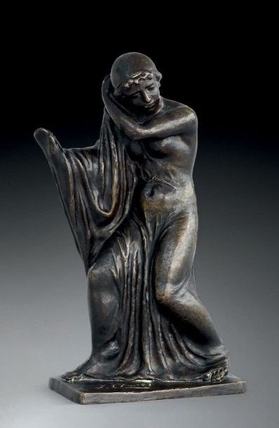 JOAQUIN CLARET (1879-1964) Femme à la draperie Epreuve en bronze Fonte au sable Florentin...