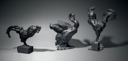 HELENA DEVAL, DIT HELENA ARNO Trois sculptures: - Coq qui crie, 2002 Epreuve en n°2/8...