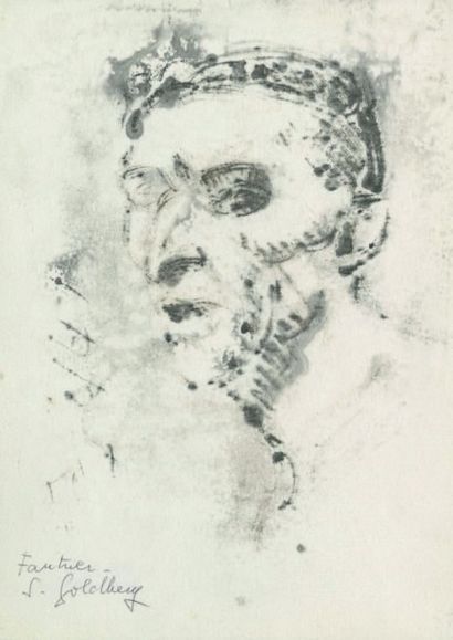 Simon GOLDBERG (1913-1985) Deux dessins: - Portrait de Jean Renoir Encre Signé: S....