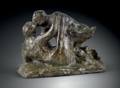 Charles AUFFRET (1929-2001) L'invitation, vers 1980-1990 Epreuve en bronze, n°1/8...