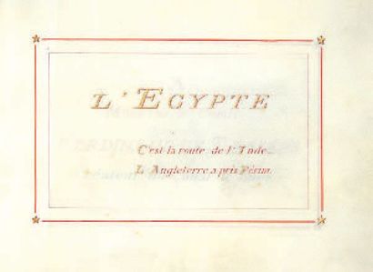 LESSEPS (Ferdinand de). ? BOUTON (Victor) L'Egypte. S.l.n.d. Manuscrit in-12 oblong...