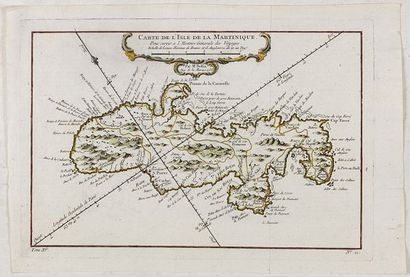 BELLIN, J.N. Carte de L'Isle de la Martinique. Paris, 1758 et 1764. Col. 200 x 304...