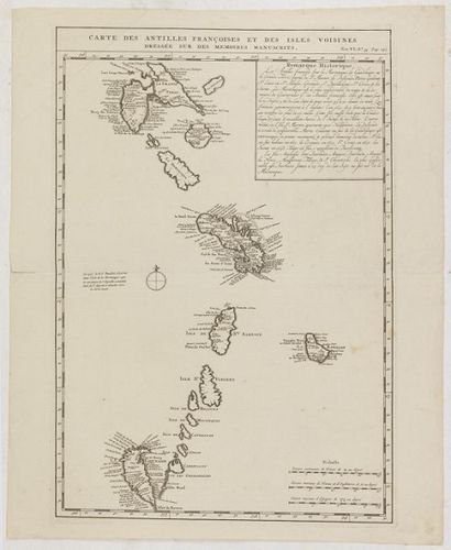 CHATELAIN, H. Carte des Antilles Francoises... Amsterdam, ca. 1720. Infimes rousseurs....