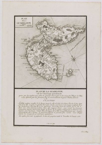 THERBU. Plan de la Guadeloupe isle de l'Amérique méridionale... Francfort-sur-le-Main,...