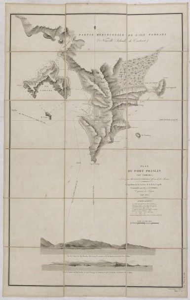 LOTTIN & BERARD Plan du Port Praslin (Ile Tombara). Paris, 1823. Plan divisé en 18...