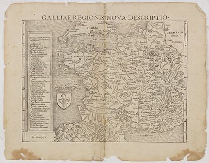 MÜNSTER, S. Galliae Regionis Nova Descriptio. Bâle, 1550. Gravure sur bois. Papier...
