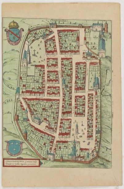 BRAUN, G./HOGENBERG, F. CHASTEAUDUN Cologne, 1581. Col. Papier légèrement jauni....