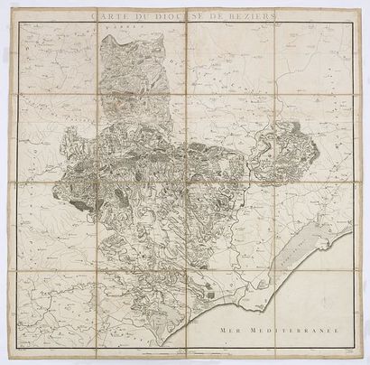CASSINI DE THURY, C.-FR./CAPITAINE, L. Carte du diocèse de Beziers. Paris, 1781....