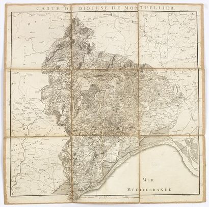CASSINI DE THURY, C.-FR./CAPITAINE, L. Carte du diocèse de Montpellier. Paris, 1781....
