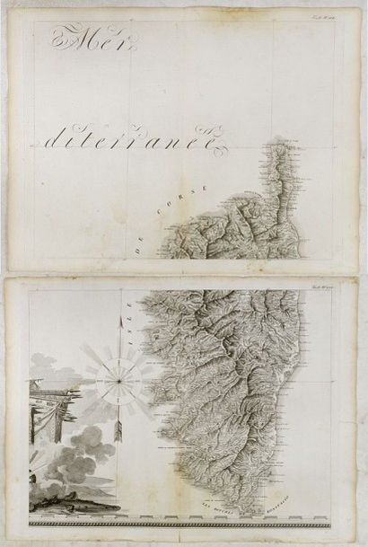 BACLER D'ALBE. (Corse) Feuille N°XXII et XXVII. Milan, l'auteur, An 6 [1798]. Carte...