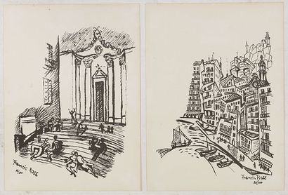ROSE, FRANCIS [Bastia, Le Vieux port/Eglise St Charles]. Ca. 1954. Deux lithographies...