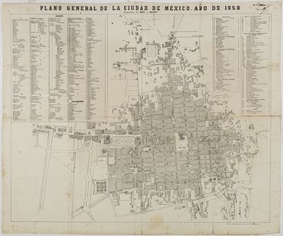 ROSA Y BOURRET Plano general de la ciudad de México. Año de1858. Proptiedad de Rosa...