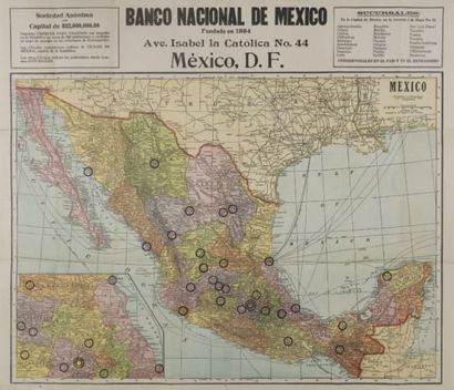 ANONYME Mexico. George F. Cram Co., Indianapolis, ca. 1900. Col. d'époque. Carte...
