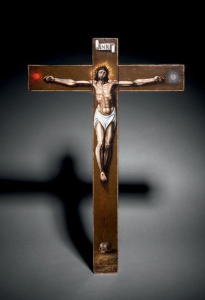 JOSÉ SANCHEZ (ACTIF EN ESPAGNE AU XVIIe SIÈCLE) 
Le Christ en croix
Panneau
51 x...
