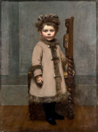 ANTOINE VIERLING (NANCY 1842 - 1917) 
Enfant près d'une chaise
Sur sa toile d'origine
113...