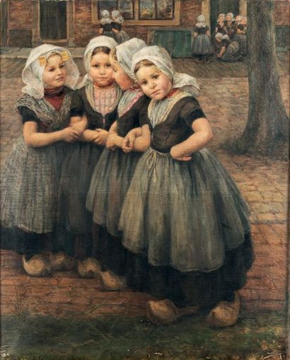 ELISABETH KRUSEMAN VAN ELTEN (NÉE EN 1876) 
Jeunes filles dans la cour
Huile sur...