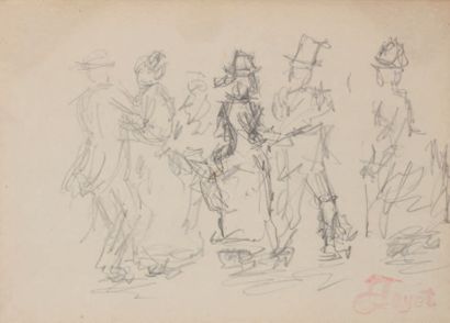 LOUIS HAYET 1864-1940 
Études de mondains au bal 1885-1888
Mine de plomb sur papier
Portant...