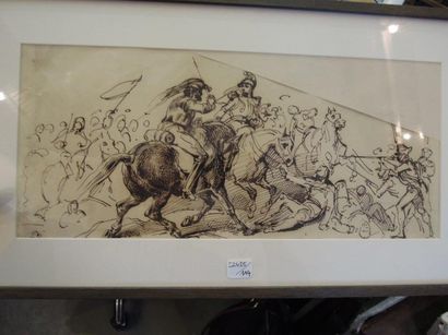 BELLANGE HIPPOLYTE (1800-1866) Cavalerie
Plume et encre
Monogrammé en bas à gauc...