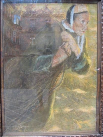 Lucien Levy-Dhurmer (1865-1953) Femme portant un fagot
Pastel sur papier
Signé en...