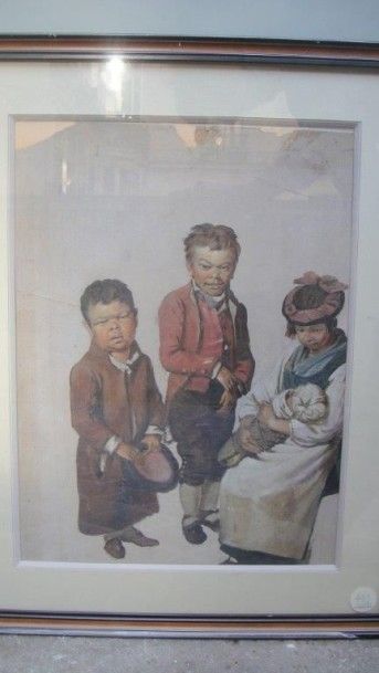 Ecole ESPAGNOLE de la fin du XIXème siècle Portrait de trois enfants
Huile sur traits...