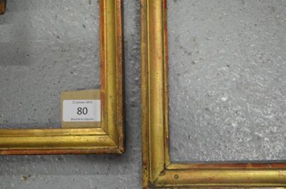 null Quatre baguettes en bois mouluré et doré. XVIIIème siècle. 24,6 x 30,3 cm -...
