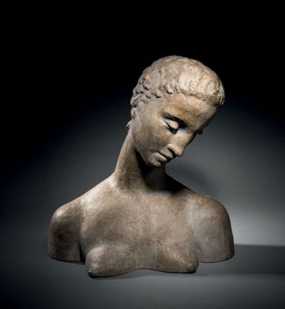 WILHELM LEHMBRUCK (1881-1919) Buste de l’Agenouillée
Epreuve en ciment patiné
Circa...
