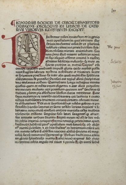 BOCCACE (Jean) De casibus virorum illustrium. S.d.
[Strasbourg, Georg Husner, vers...