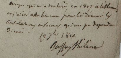 GEOFFROY SAINT-HILAIRE (Étienne) Note autographe signée. 19 septembre 1810.
Rare...