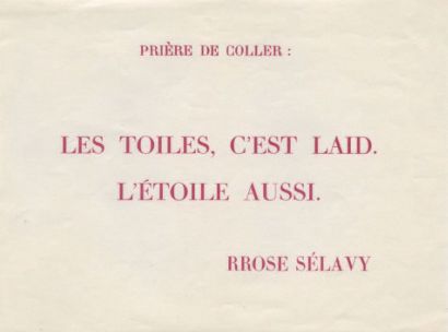 Duchamp Marcel LES TOILES, C'EST LAID, L'ÉTOILE AUSSI. AFFICHETTE. [1952]. 11,6 x...