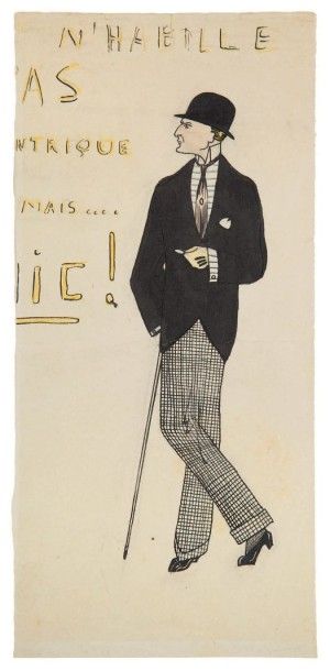 VACHÉ Jacques DESSIN ORIGINAL.
Circa 1918. 29,5 x 13,5 cm, sous passe-partout.
Dessin...