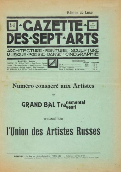 null [AVANT-GARDE RUSSE À PARIS]. GRAND BAL DES ARTISTES TRAVESTI TRANSMENTAL. Paris,...