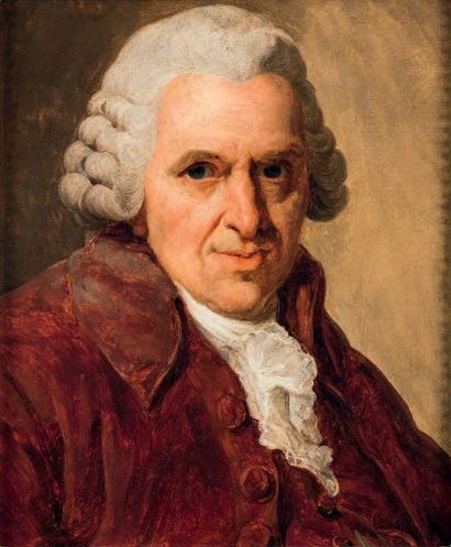 Ecole SUISSE vers 1780 Portrait d'homme à la veste rouge
Toile
44,5 x 38 cm