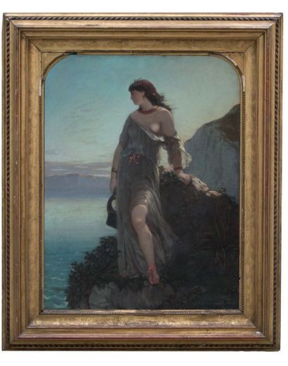 Thomas de BARBARIN (1821-1892) Femme à la lyre
Pastel sur papier
Signé en bas à droite
H....