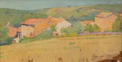 Hippolyte PETITJEAN (1854-1929) Maisons dans la colline
Huile sur carton
Porte le...